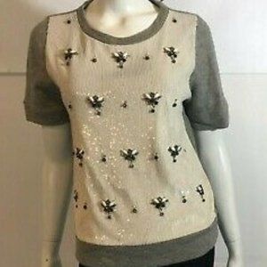 J. Crew sequin embellished short sleeve top XL